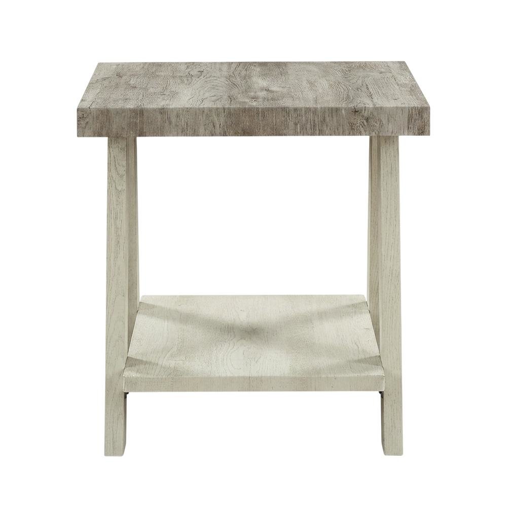 Beige, End Side Table, Open Shelf, Quality Build, Durable Wood Frame
