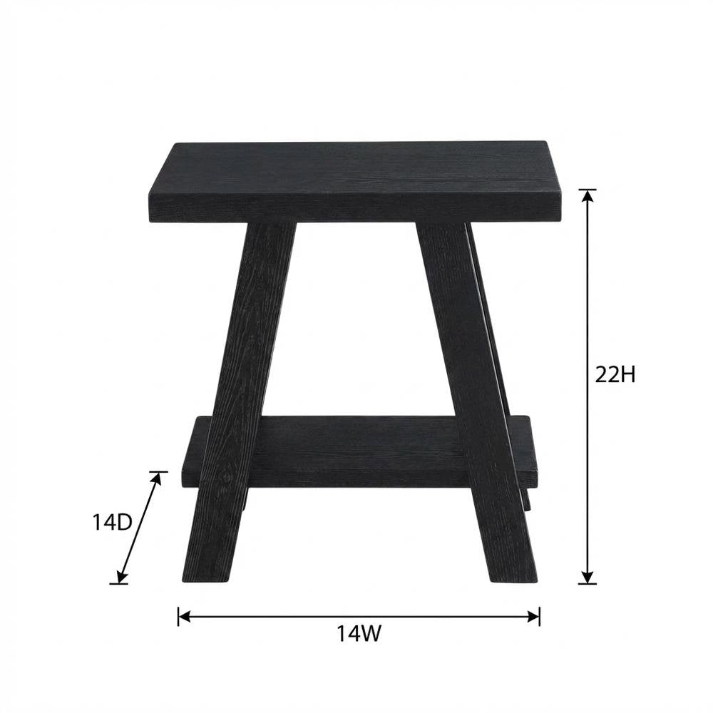 Black, Side Table, Open Shelf, Quality Build, Durable Wood Frame