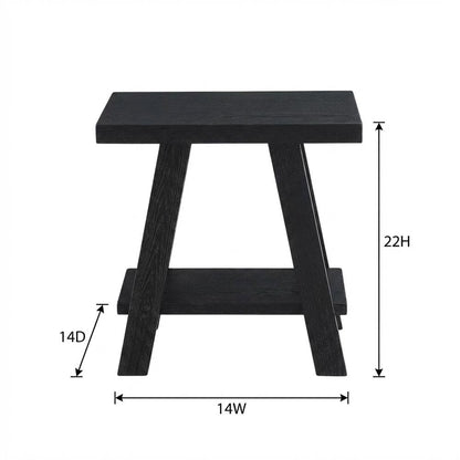 Black, Side Table, Open Shelf, Quality Build, Durable Wood Frame