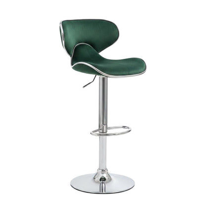 Green Velvet Swivel Barstool Set with Adjustable Height for Home or Bar