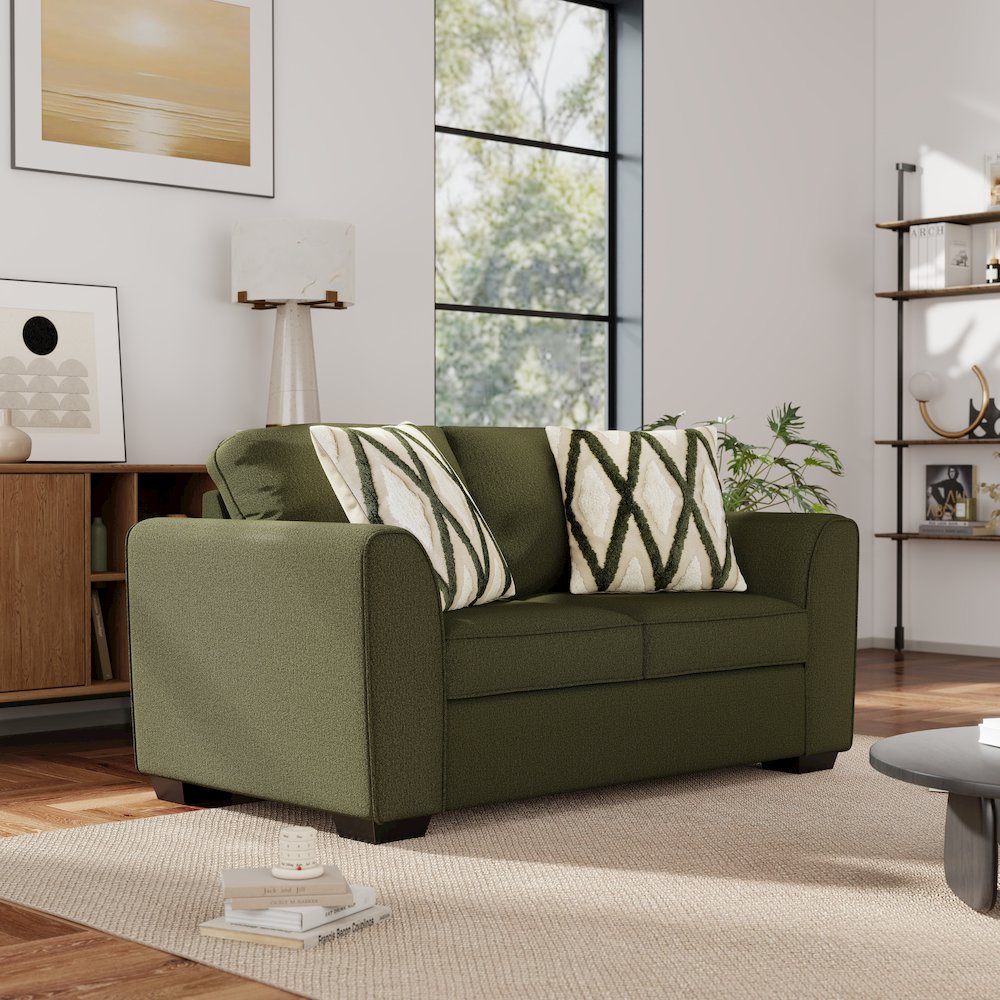 Marvella Living Room Sofa and Loveseat Set, Chenille Upholstery, Accent Pillows