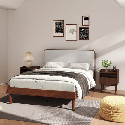 Wyller 3-Pc Bedroom Set, Platform Bed with 2 Nightstands, Natural Walnut, Queen