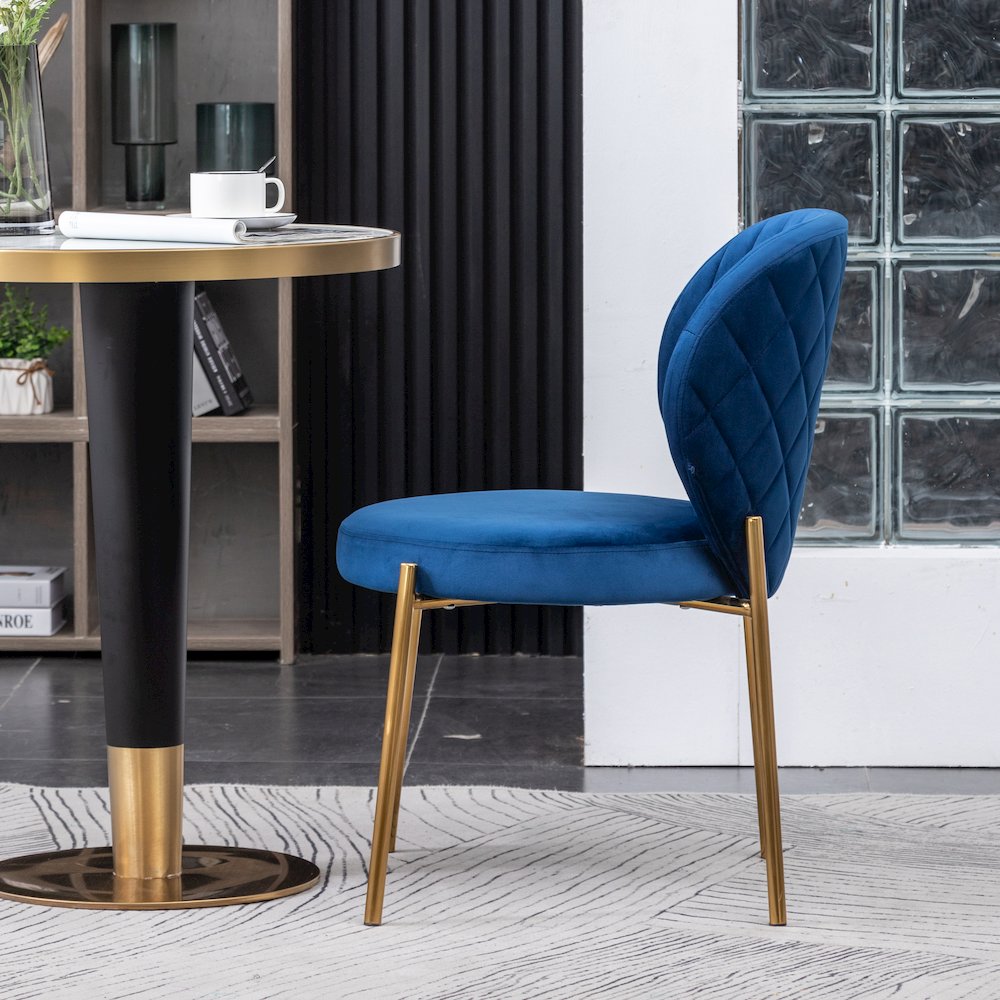 Amoa 5-Pc Dining Set, White Round Dining Table and 4 Chairs, Blue and Yellow
