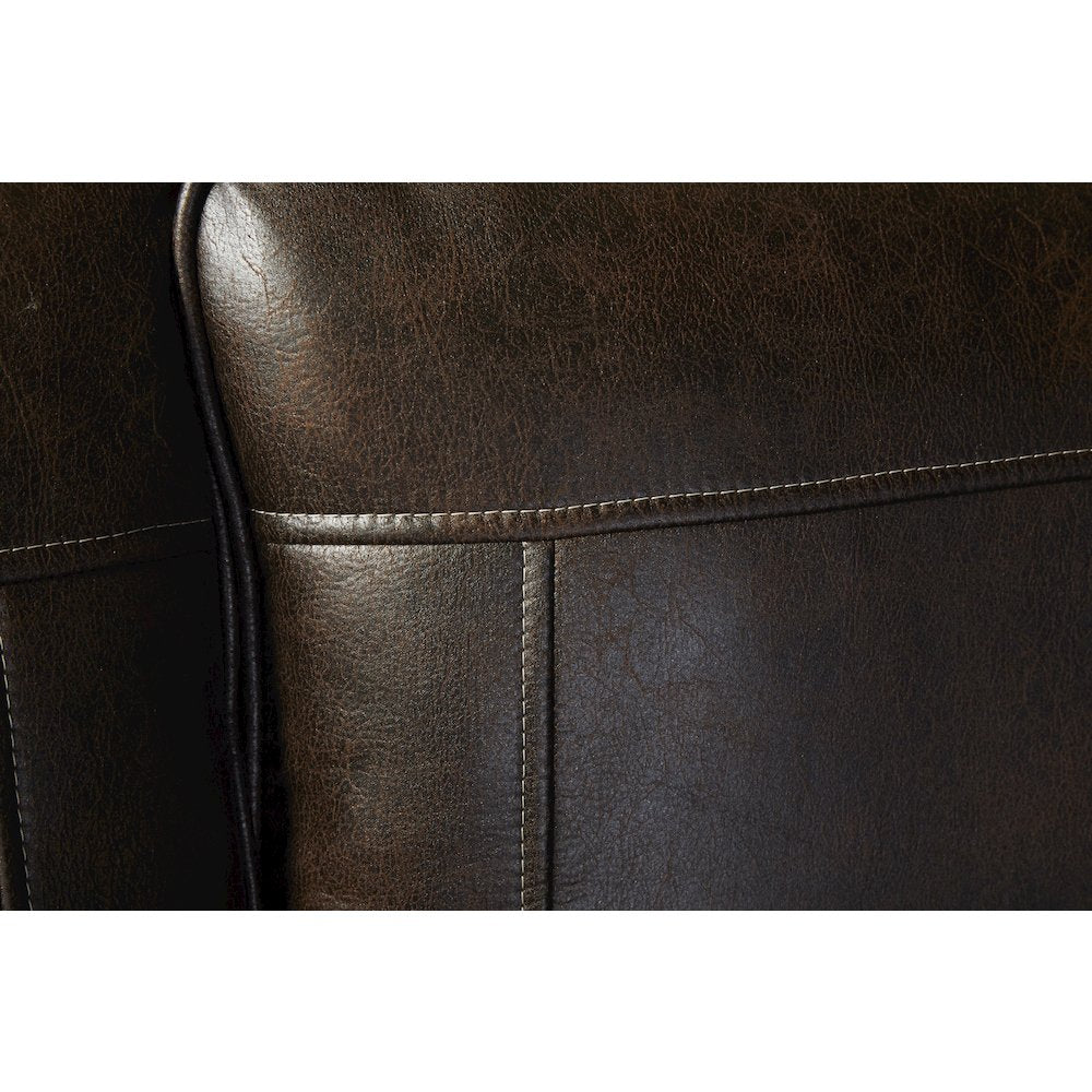 Leinster Faux Leather Nailhead Sofa, Loveseat, and Chair Set in Espresso
