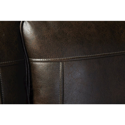 Leinster Faux Leather Nailhead Sofa, Loveseat, and Chair Set in Espresso