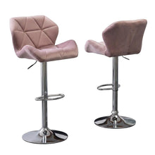 Mauve Velvet Diamond Tufted Swivel Barstool Set of 2 with Adjustable Height