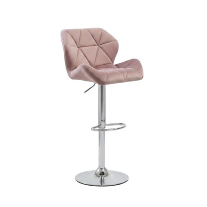 Mauve Velvet Diamond Tufted Swivel Barstool Set of 2 with Adjustable Height