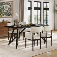 Axler 5-Piece Dining Set, Tripod-Cross Dining Table with 4 Boucle Chairs, Black