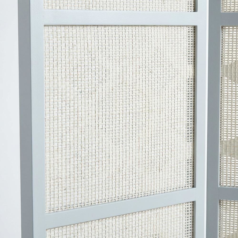 Silver 4-Panel Wood Folding Room Divider, Fabric Diamond Design, 70 Inch