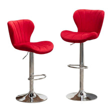 Red Upholstered Adjustable Swivel Barstool Set with Cushioned Comfort