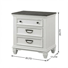 Weathered White and Gray Nightstand with 3 Drawers and Rustic Style