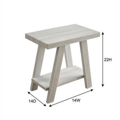 White, Side Table, Open Shelf, Quality Build, Durable Wood Frame