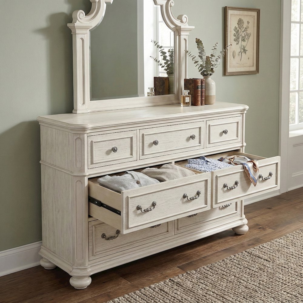 Nelson French Traditional 5-Piece Bedroom Set, Antique White, King