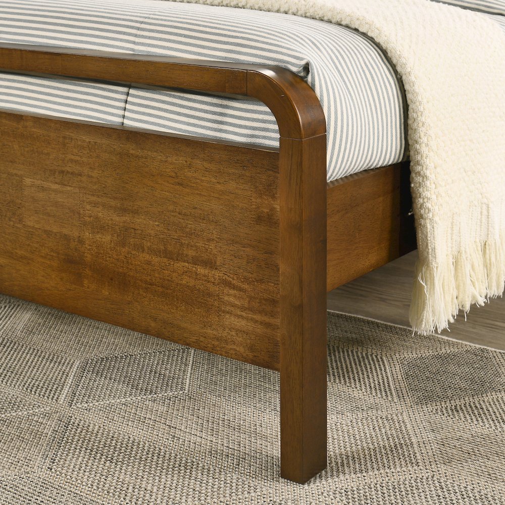 Eldren Wood Platform Bed in Walnut Finish, Queen