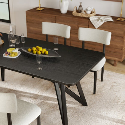 Axler 7-Piece Dining Set, Tripod-Cross Dining Table with 6 Boucle Chairs, Black