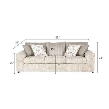 Nason Wide Wale Corduroy Sofa, Loveseat, and Ottoman Set, Parchment