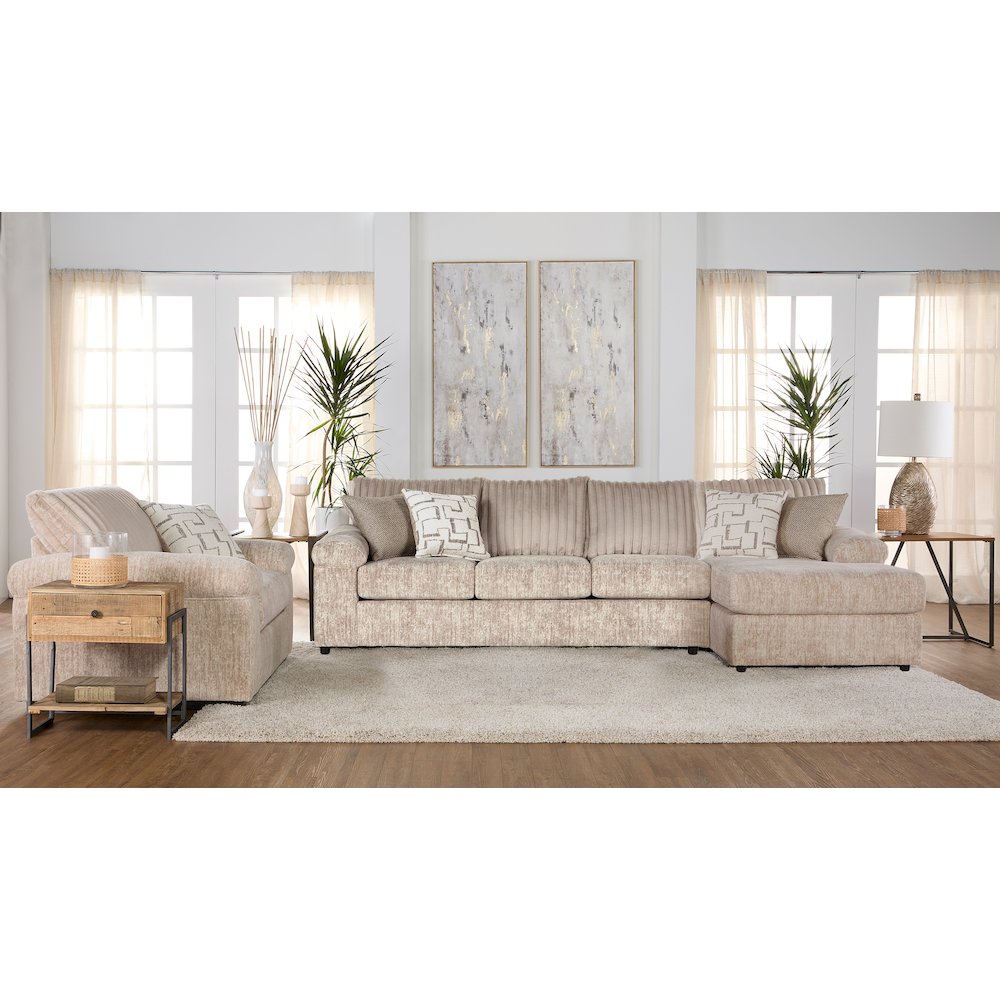 Nason Wide Wale Corduroy Sofa Chaise with Armchair, Parchment