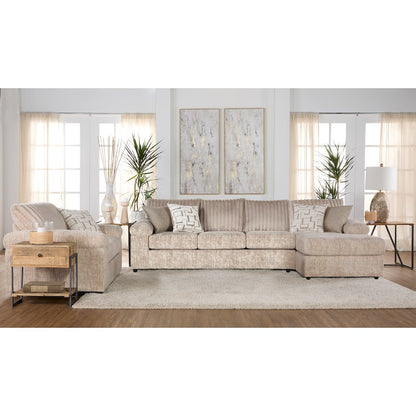 Nason Wide Wale Corduroy Sofa Chaise with Armchair, Parchment