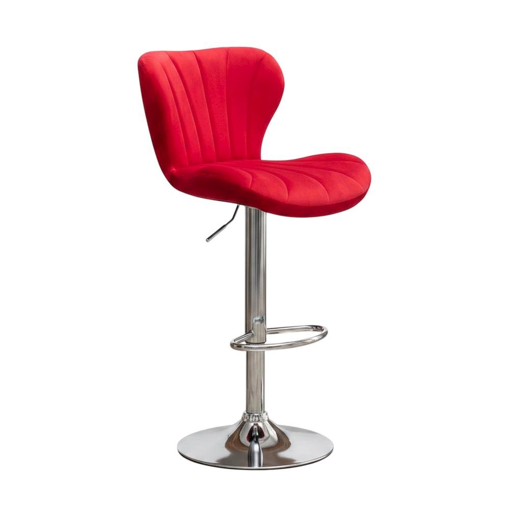 Red Upholstered Adjustable Swivel Barstool Set with Cushioned Comfort