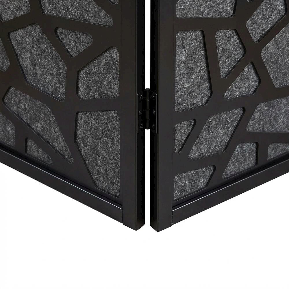 Black 4-Panel MDF Folding Room Divider, Fabric, 70 Inch