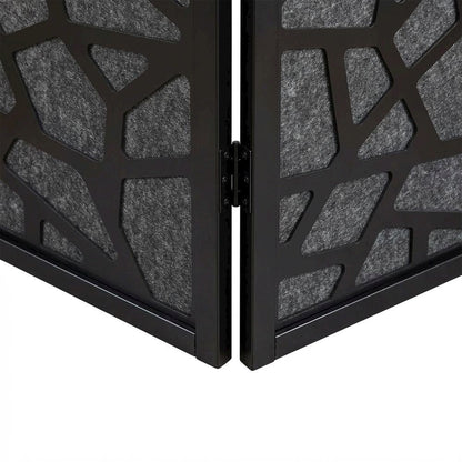Black 4-Panel MDF Folding Room Divider, Fabric, 70 Inch