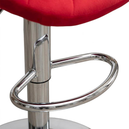 Red Upholstered Adjustable Swivel Barstool Set with Cushioned Comfort