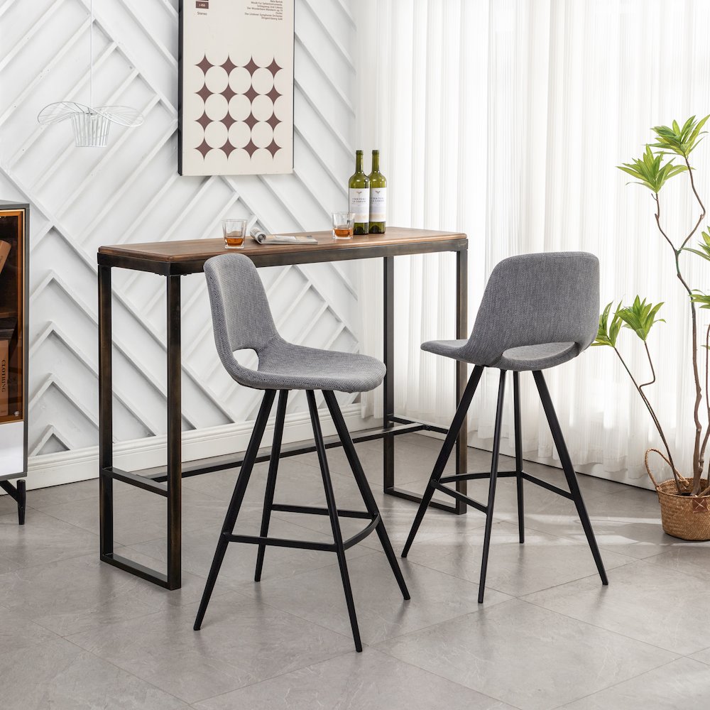 Porth Fabric Kitchen 28.25" Barstools, Set of 2, Gray