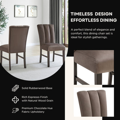 Madison 6-PC Dining Set, Slat-Fluted Table with 4 Chairs and a Bench, Chocolate