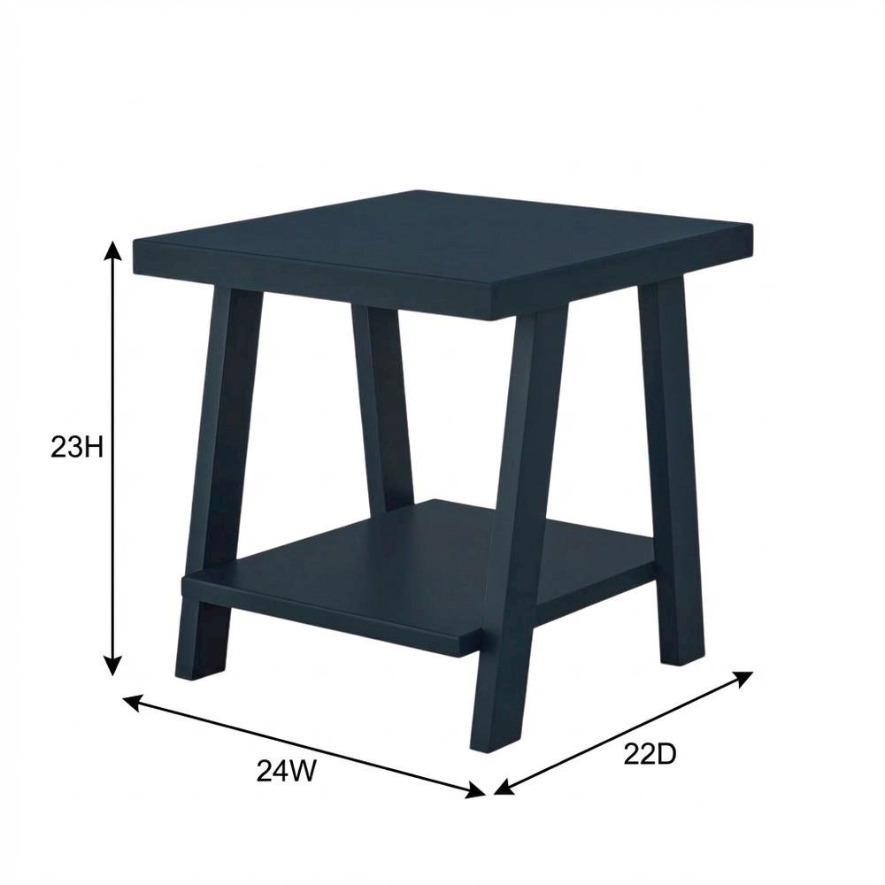 Navy Blue Wood Shelf End Table with Modern Design and Sturdy Construction