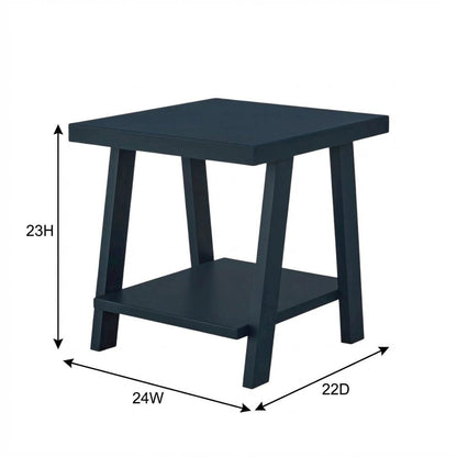 Navy Blue Wood Shelf End Table with Modern Design and Sturdy Construction
