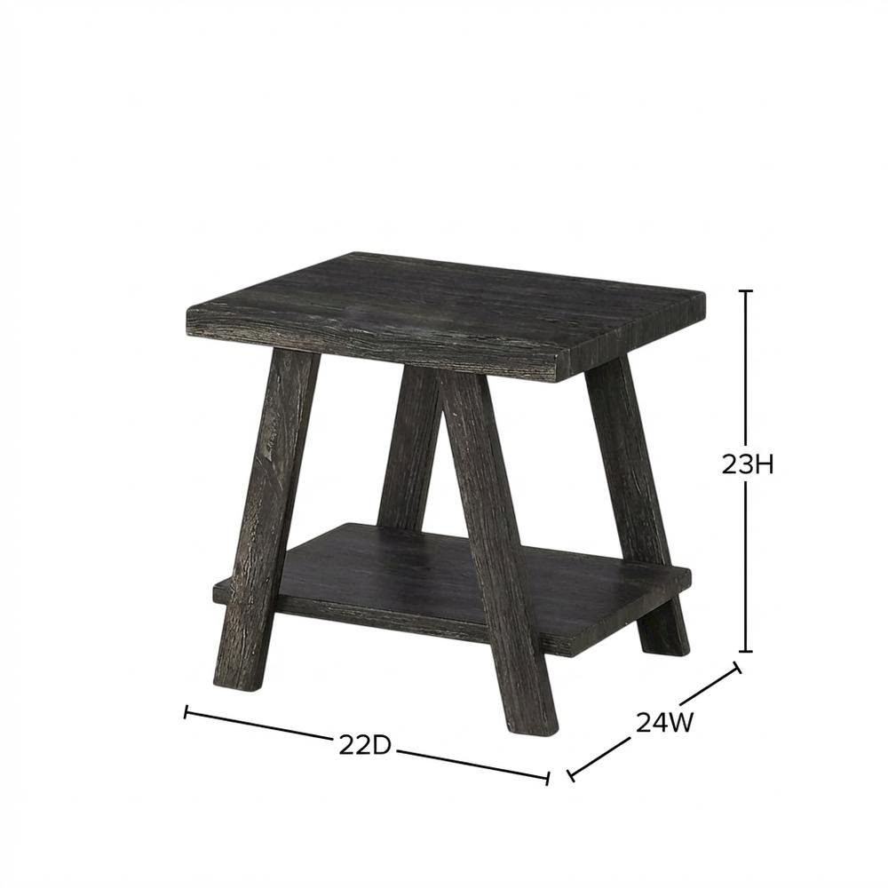 Charcoal, End Side Table, Open Shelf, Quality Build