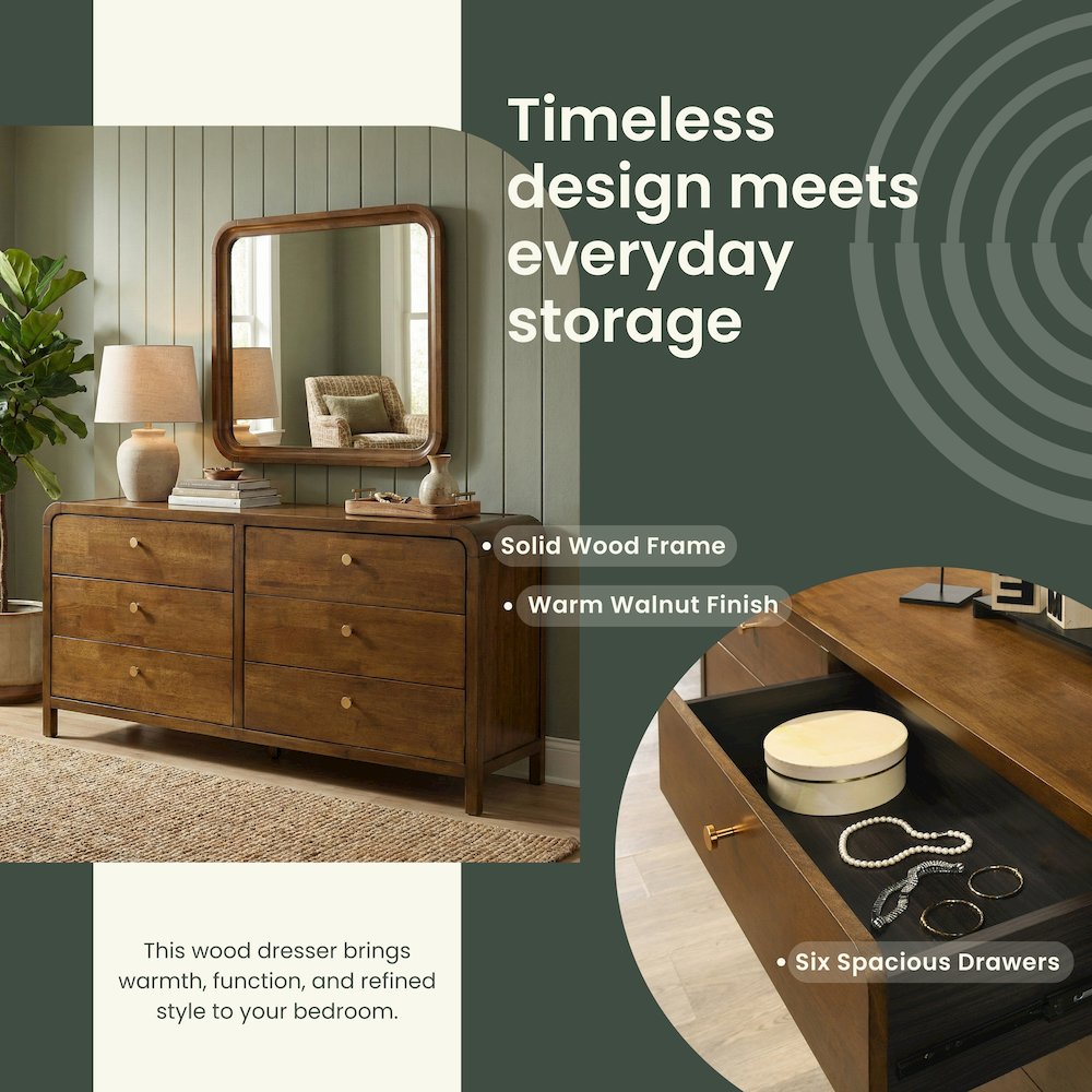 Eldren Wood Bedroom Set, King Platform Bed with Dresser Mirror Nightstand, Chest