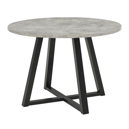 Edo 5-Piece Dining Set, Round Trestle Table and 4 Chairs, Gray and Black