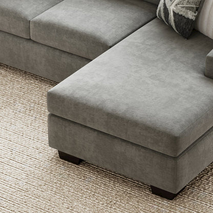 Arden Living Room Sofa Set with Convertible Sofa Chaise and Loveseat, Posh Gray