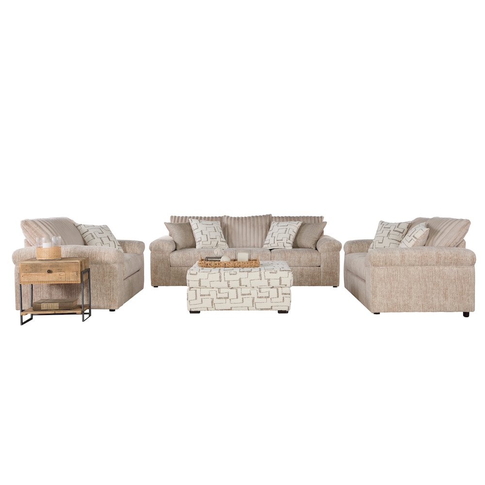Nason Wide Wale Corduroy Living Room 4-Piece Sofa Set, Parchment