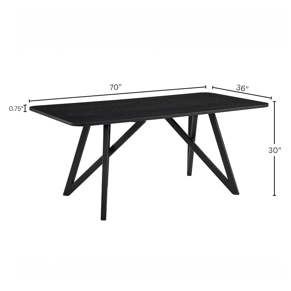 Axler 7-Piece Dining Set, Tripod-Cross Dining Table with 6 Boucle Chairs, Black