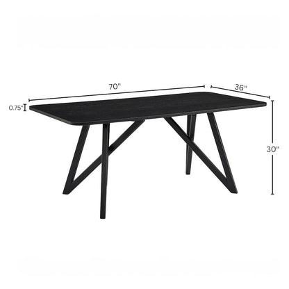 Axler 7-Piece Dining Set, Tripod-Cross Dining Table with 6 Boucle Chairs, Black