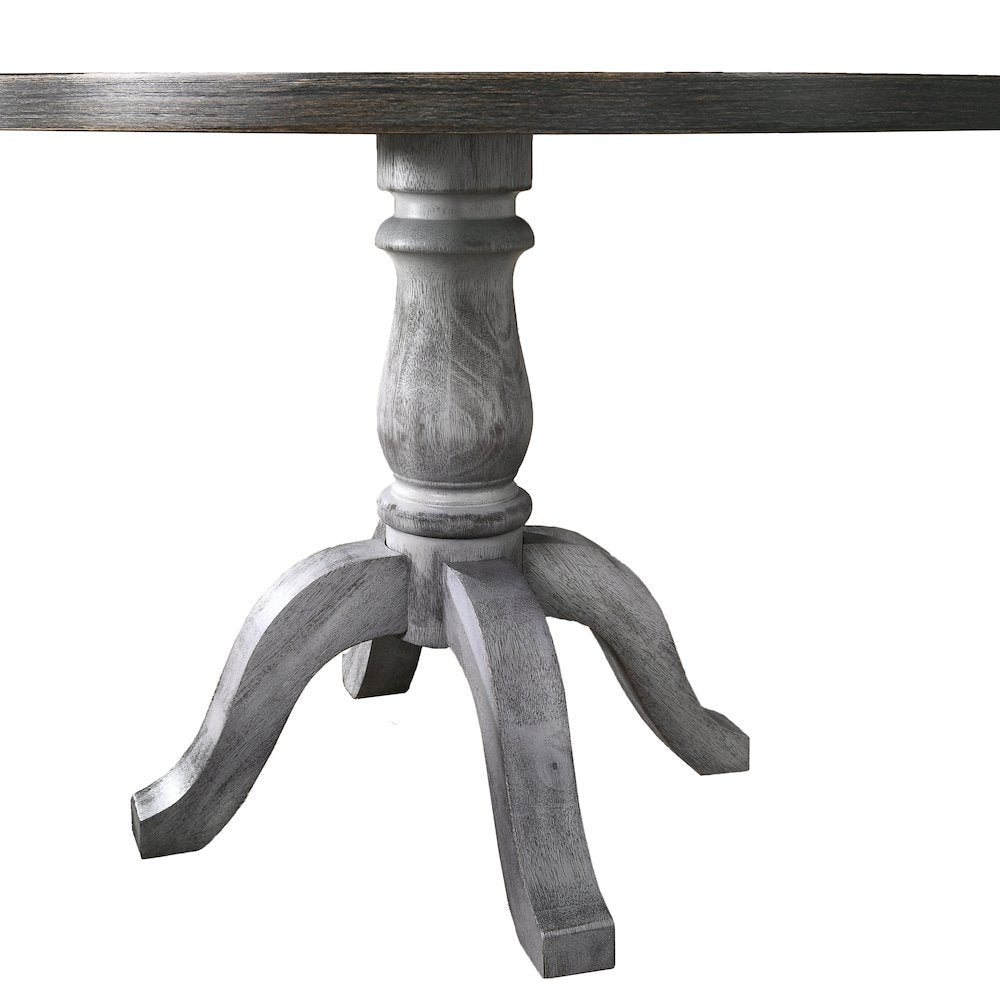Iris 5-Pc Dining Set Pedestal Table with 4 Chairs, Weathered White and Gray