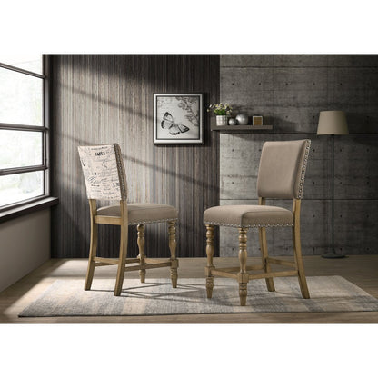 Birmingham 5-Pc Driftwood Table with Nail Head Chairs Counter Height Dining Set