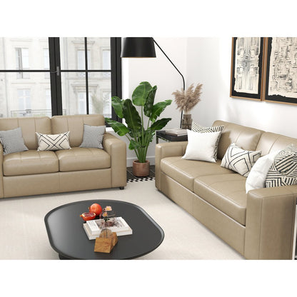 Sakan Leather Upholstered 2-Piece Living Room Set, Sofa and Loveseat, Beige