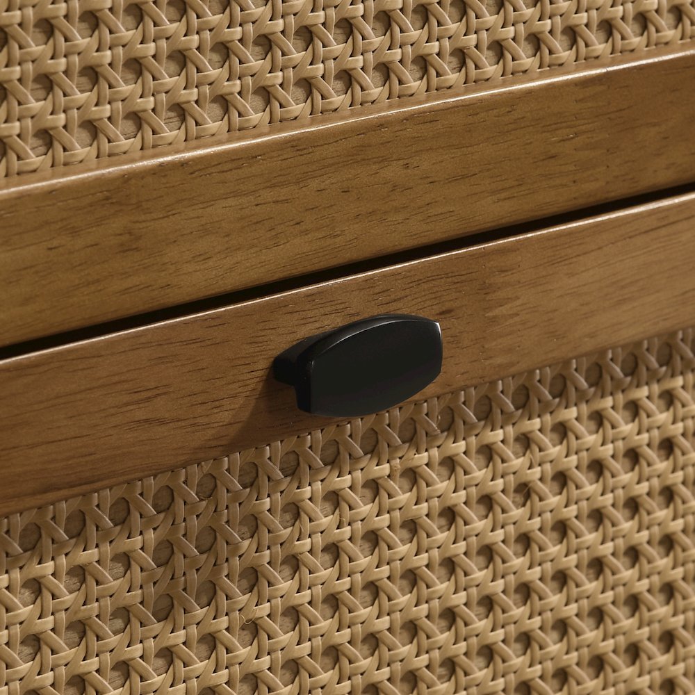 Vichy Wood and Rattan 6-Drawer Dresser with Mirror