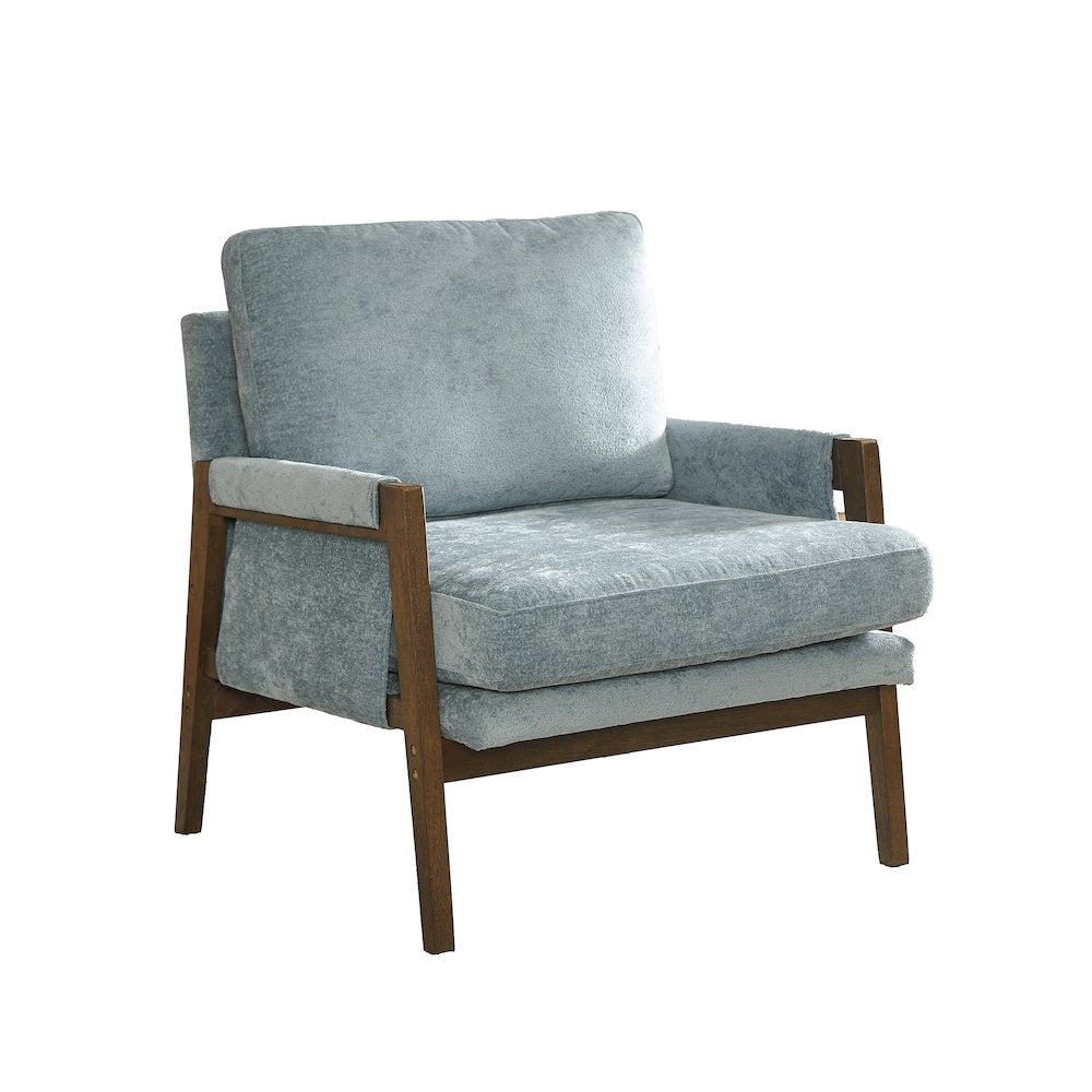 Kelly Mid-Century Modern Velvet Accent Armchair, Blue