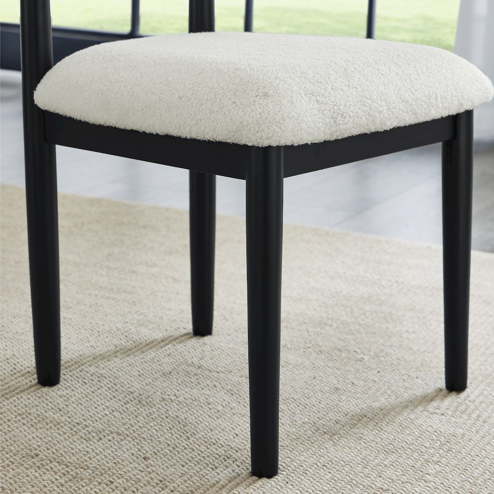 Axler 5-Piece Dining Set, Tripod-Cross Dining Table with 4 Boucle Chairs, Black