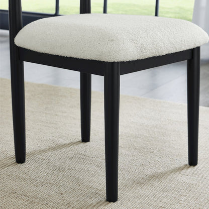 Axler 5-Piece Dining Set, Tripod-Cross Dining Table with 4 Boucle Chairs, Black