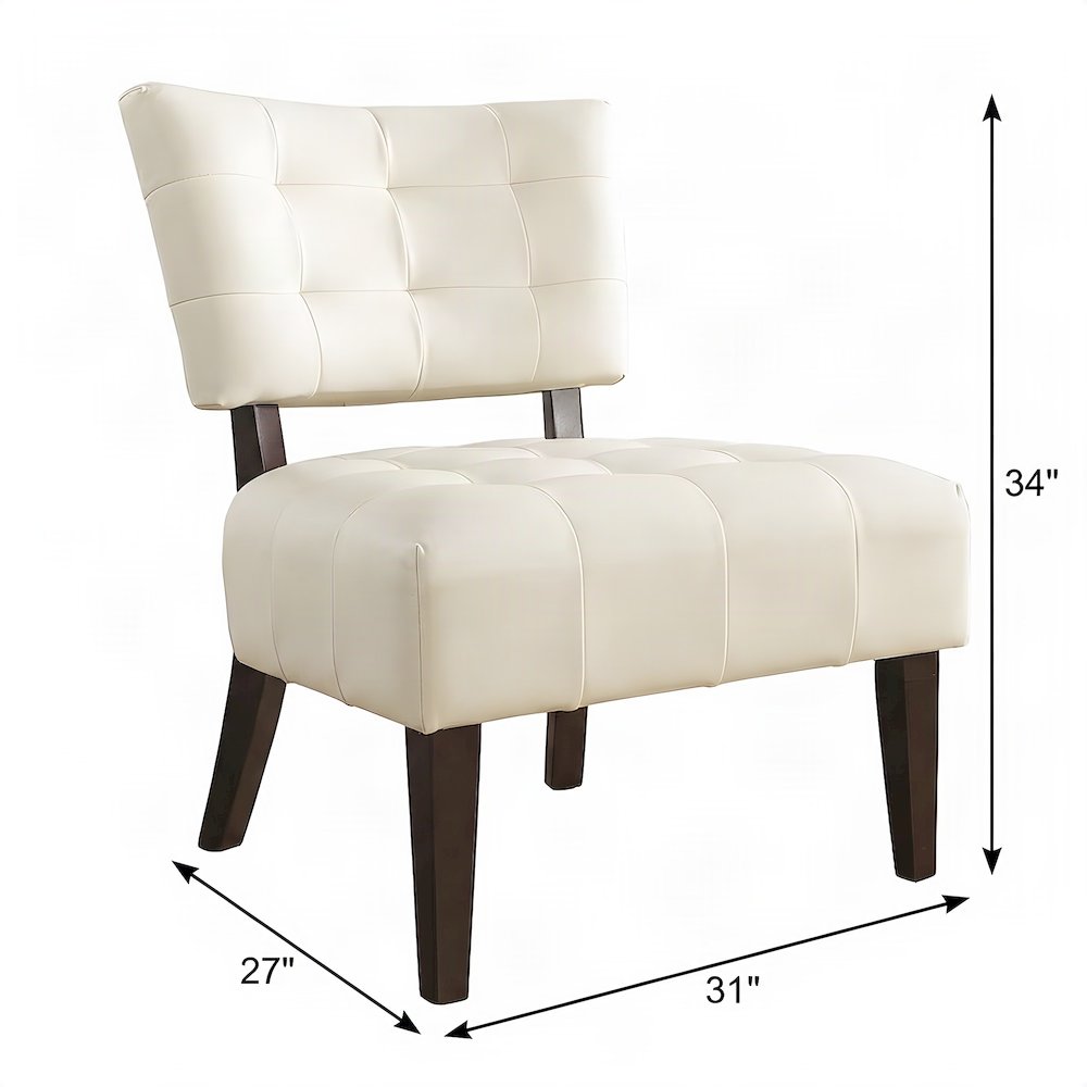 Faux Leather Tufted Oversized Accent Chair, Armchair for Living Room, White
