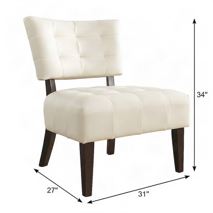Faux Leather Tufted Oversized Accent Chair, Armchair for Living Room, White