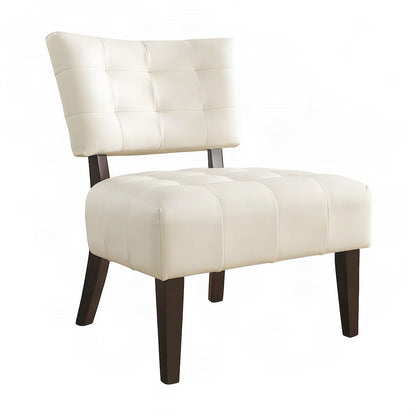 Faux Leather Tufted Oversized Accent Chair, Armchair for Living Room, White