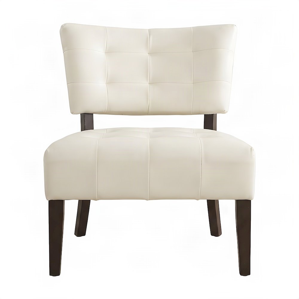 Faux Leather Tufted Oversized Accent Chair, Armchair for Living Room, White