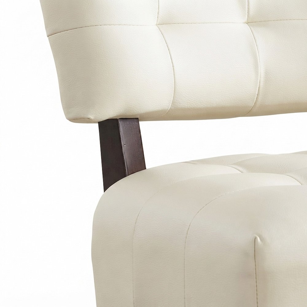 Faux Leather Tufted Oversized Accent Chair, Armchair for Living Room, White