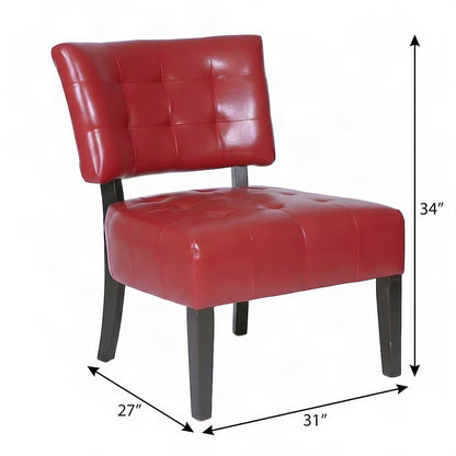 Faux Leather Tufted Oversized Accent Chair, Armchair for Living Room, Red